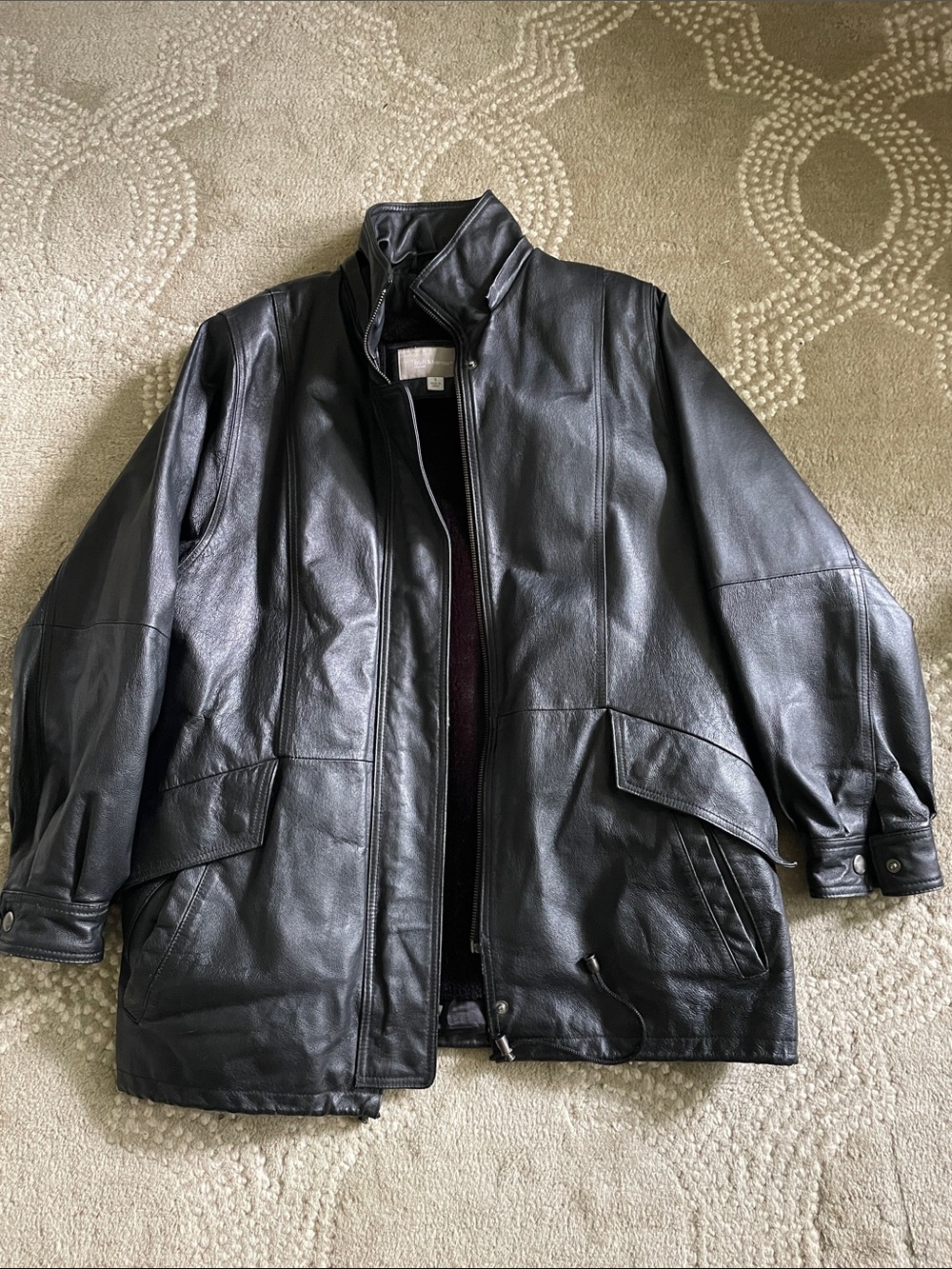 croft & barrow Black Leather Zip-Front Jacket